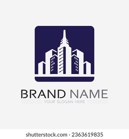 Diseño de ilustración vectorial del logotipo de construcción, plantilla de logotipo inmobiliario, icono de símbolo del logotipo