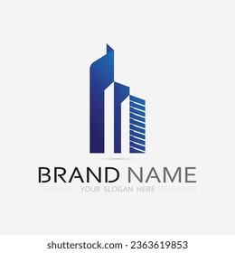 Diseño de ilustración vectorial del logotipo de construcción, plantilla de logotipo inmobiliario, icono de símbolo del logotipo