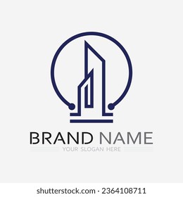 Diseño de ilustración vectorial del logotipo de construcción, plantilla de logotipo inmobiliario, icono de símbolo del logotipo