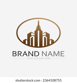 Diseño de ilustración vectorial del logotipo de construcción, plantilla de logotipo inmobiliario, icono de símbolo del logotipo