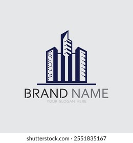 Diseño de Ilustración vectorial de logotipo de construcción, Plantilla de logotipo de bienes raíces, icono de símbolo de logotipo
