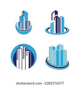Building logo vector and symbol icon illustration design