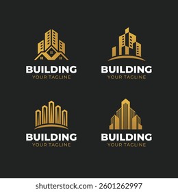 Building logos vector set. apartment illustration signs collection. skyscraper symbol. architecture logo futuristic design.
