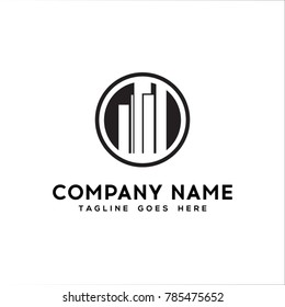 building logotype vector illsutration.with circle.black color