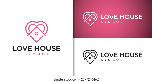 building love house or beautiful healthcare home logo. dream house real estate logo design