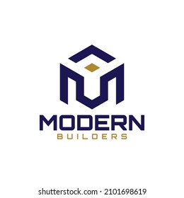 Plantilla de logotipo de la letra M de construcción vectorial, perfecta para la arquitectura, la construcción, la propiedad inmobiliaria y la hipoteca.