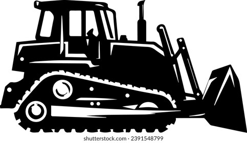 Building Machine Silhouette, Bulldozer Vector Silhouette