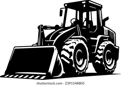 Building Machine Silhouette, Bulldozer Vector Silhouette