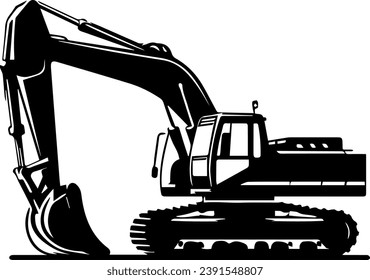 Building Machine Silhouette, Bulldozer Vector Silhouette