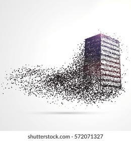 building made from black particles