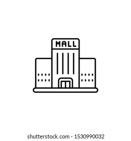 building, mall line icon on white background