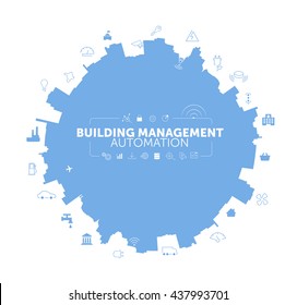 Building Management Automation Concept on White Background