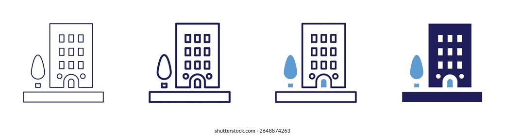 Building management icon in 4 different styles. Thin Line, Line, Bold Line, Duotone. Duotone style. Editable stroke.