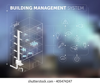 Building Management System Concept on Blurred Background