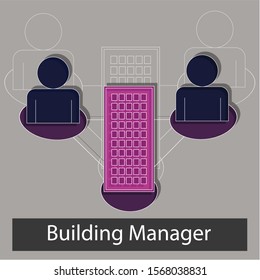Building manager concept . Creative idea design. Flat vector illustration for template, brochure, presentation or web page.