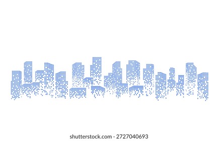 Building with many skyscraper digital fragment, beautiful city.