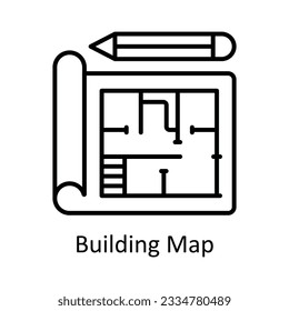 Building Map Outline Icon Design illustration. Map and Navigation Symbol on White background EPS 10 File