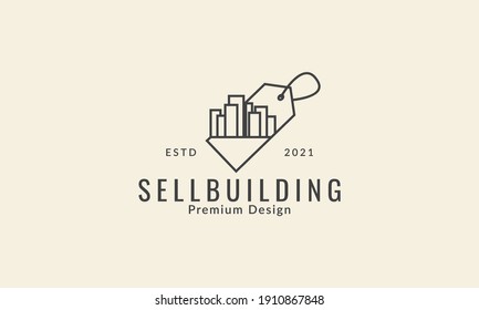 Building marketing sale line logo symbol icon vector graphic design illustration