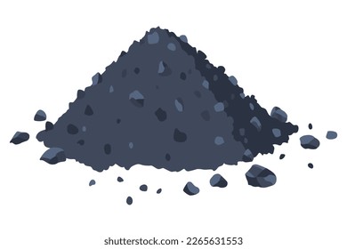 Building material. Heap of coal. Cartoon supplies for buildings works. Construction concept. Illustration can be used for construction sites or illustrate renovation works