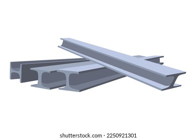 Material de construcción. Montón de vigas de construcción metálicas. Material de caricatura para las obras de los edificios. Concepto de construcción. La ilustración puede utilizarse para las obras de construcción o ilustrar las obras de renovación