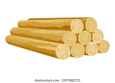 Building material. Heap of round tree. Cartoon supplies for buildings works. Construction concept. Illustration can be used for construction sites or illustrate renovation works