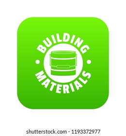 Building material icon green vector isolated on white background