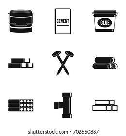 Building material icon set. Simple set of 9 building material vector icons for web isolated on white background