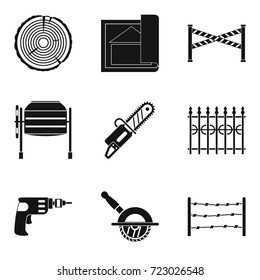Building material icons set. Simple set of 9 building material vector icons for web isolated on white background