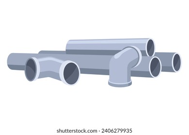 Material de construcción. Pipes de acero de pila aislado o tubos de metal industrial. Icono de vector