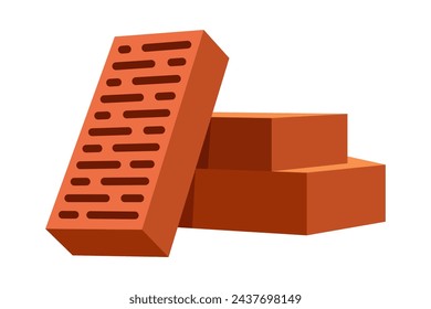 Material de construcción. Ladrillo rojo. Suministros de caricaturas para obras de edificios. Concepto de construcción. La ilustración se puede utilizar para obras de construcción o para ilustrar trabajos de renovación