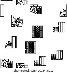 Building Material Vector Seamless Pattern Thin Line Illustration