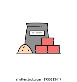 Building materials color line icon. Pictogram for web page, mobile app, promo. UI UX GUI design element. Editable stroke.