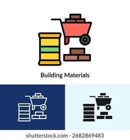 Building Materials Icon Collection With Multi Styles
