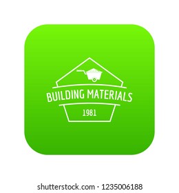 Building materials icon green vector isolated on white background