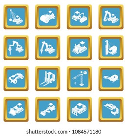 Building materials icons set vector sapphirine square isolated on white background 