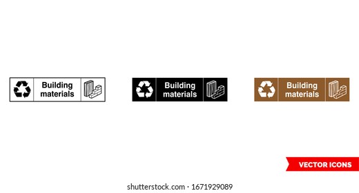 Building materials landscape recycling sign icon of 3 types: color, black and white, outline. Isolated vector sign symbol.