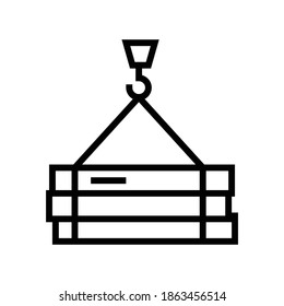 building materials transportation line icon vector. building materials transportation sign. isolated contour symbol black illustration