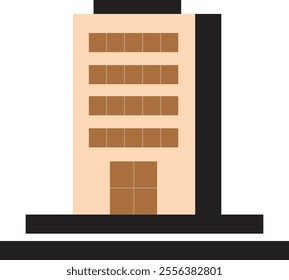 Building Medium Tall  4 color flat with empty space vector design 