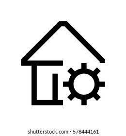Building mini line, icon, background and graphic. The icon is black and white, linear  flat, vector, pixel perfect, minimal, suitable for web and print. 