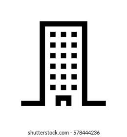 Building mini line, icon, background and graphic. The icon is black and white, linear  flat, vector, pixel perfect, minimal, suitable for web and print. 