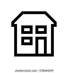Building mini line, icon, background and graphic. The icon is black and white, linear  flat, vector, pixel perfect, minimal, suitable for web and print. 