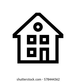 Building mini line, icon, background and graphic. The icon is black and white, linear  flat, vector, pixel perfect, minimal, suitable for web and print. 