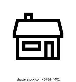 Building mini line, icon, background and graphic. The icon is black and white, linear  flat, vector, pixel perfect, minimal, suitable for web and print. 
