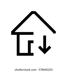 Building mini line, icon, background and graphic. The icon is black and white, linear  flat, vector, pixel perfect, minimal, suitable for web and print. 