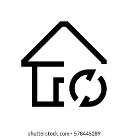 Building mini line, icon, background and graphic. The icon is black and white, linear  flat, vector, pixel perfect, minimal, suitable for web and print. 