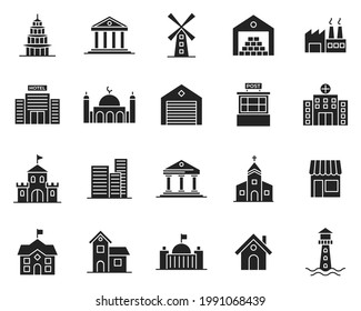 Building minimal set icon symbol template for graphic and web design collection logo vector illustration