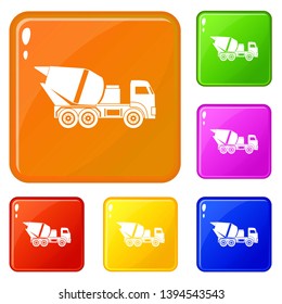 Building mixer for concrete icons set collection vector 6 color isolated on white background