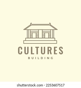 building monument wood traditional culture structure hipster logo design vector icon illustration template