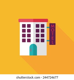 Building motel flat icon with long shadow,eps10