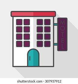 Building motel flat icon with long shadow,eps10